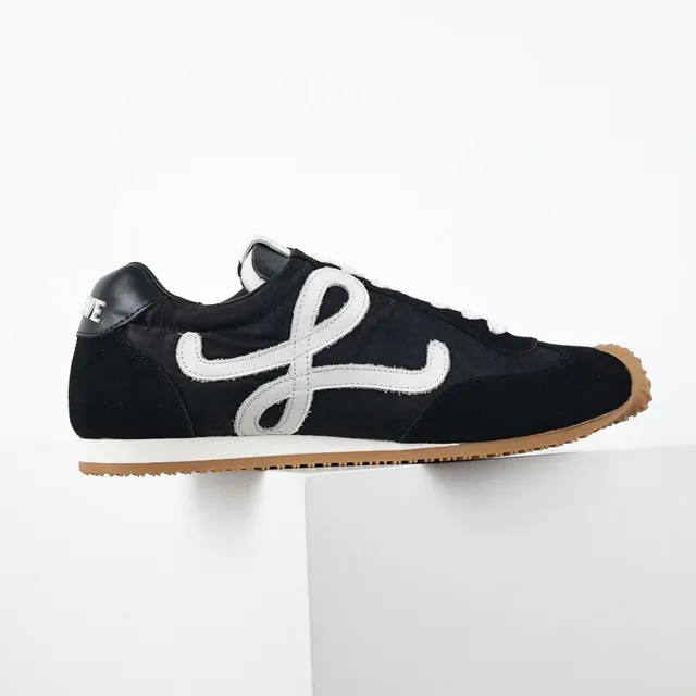 Black and White Monogram Logo Low-Top Lifestyle Sneakers 7