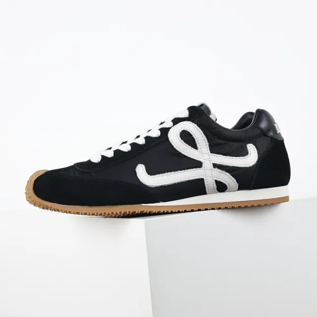 Black and White Monogram Logo Low-Top Lifestyle Sneakers 9