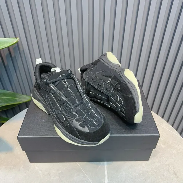 Black Beige Oversized Silhouette Multi-Material Upper Chunky Sneakers 3