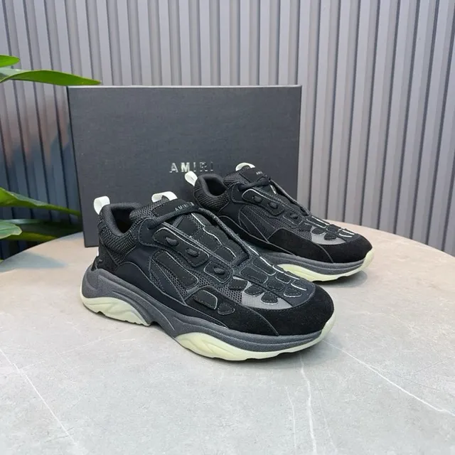 Black Beige Oversized Silhouette Multi-Material Upper Chunky Sneakers 5
