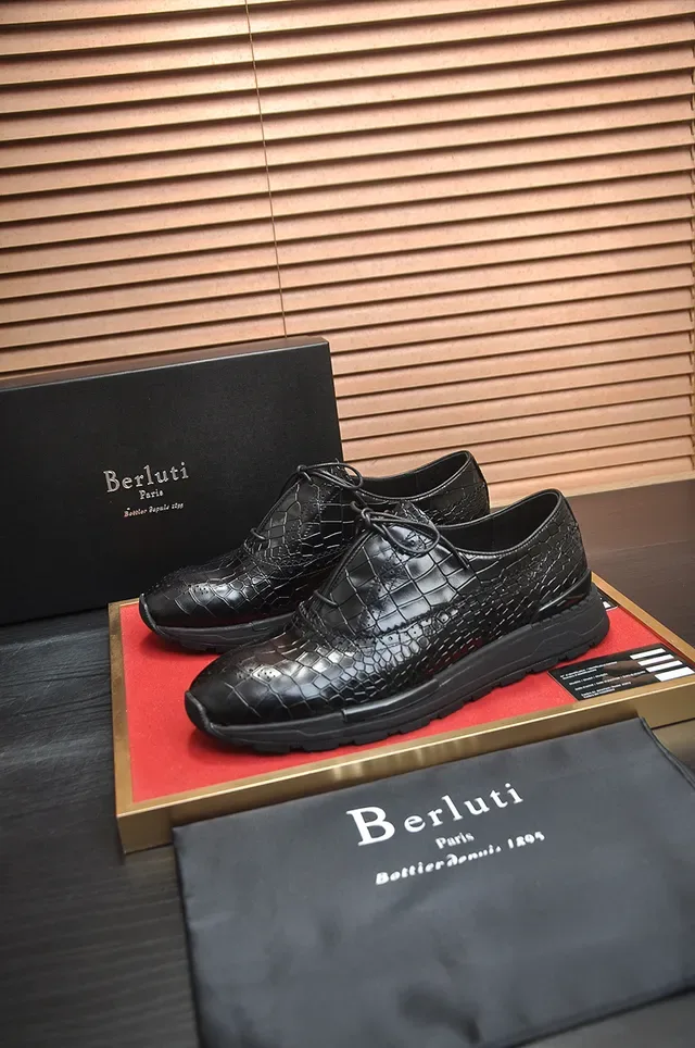 Brogue à aile cuir noir embossé crocodile 4