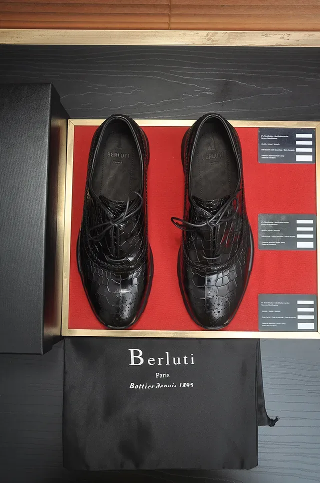 Brogue à aile cuir noir embossé crocodile 5