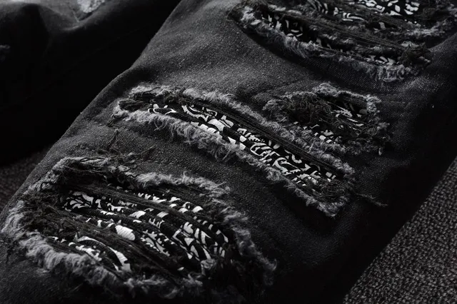 Black Distressed Ripped Slim-Fit Jeans 3
