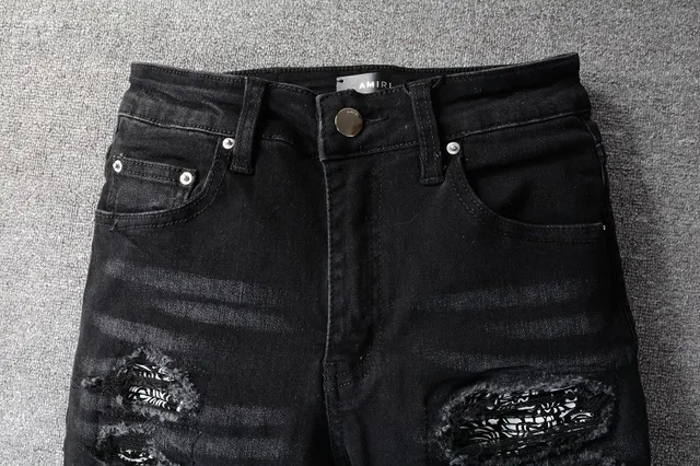 Black Distressed Ripped Slim-Fit Jeans 5