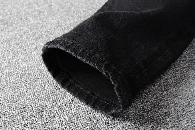 Black Distressed Ripped Slim-Fit Jeans 9