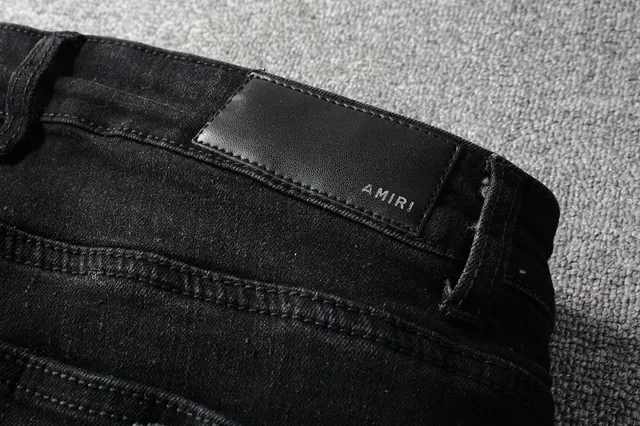 Black Distressed Ripped Slim-Fit Jeans 10
