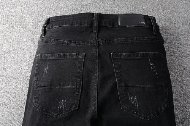 Black Distressed Slim-Fit Jeans 4
