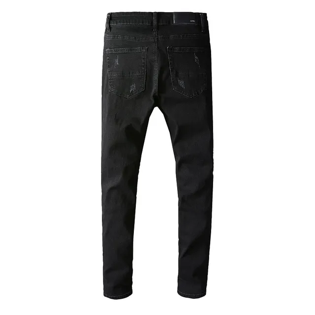 Black Distressed Slim-Fit Jeans 5