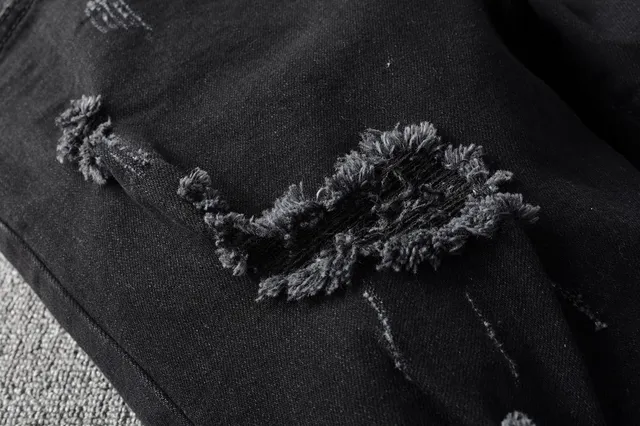 Black Distressed Slim-Fit Jeans 9