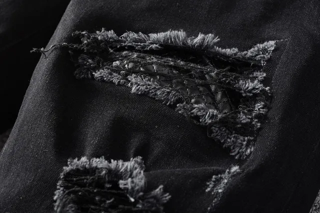 Black Distressed Slim-Fit Jeans 11