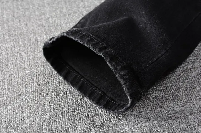 Black Distressed Slim-Fit Jeans 17