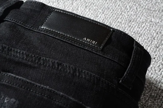 Black Distressed Slim-Fit Ripped Jeans 3
