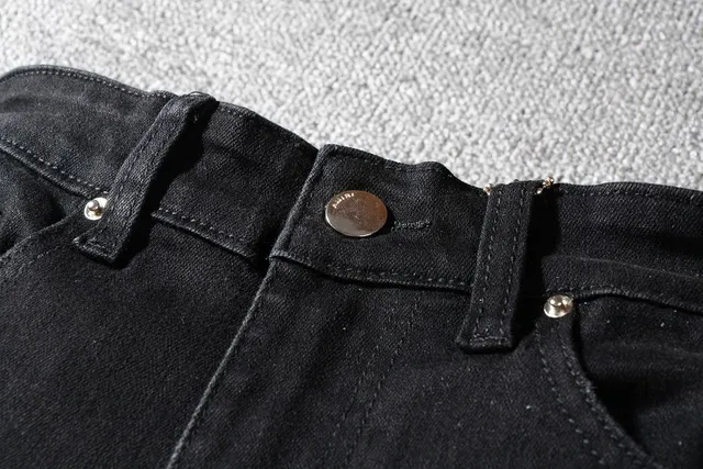 Black Distressed Slim-Fit Ripped Jeans 12