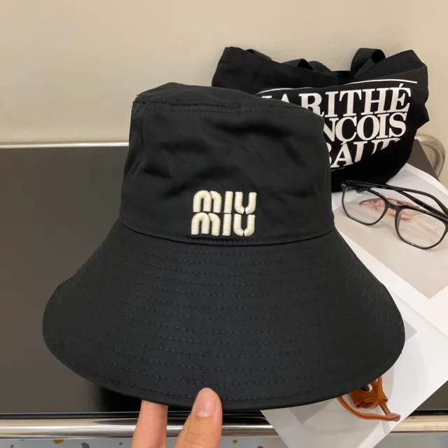 Black Embroidered Logo Wide Brim Bucket Hat 6