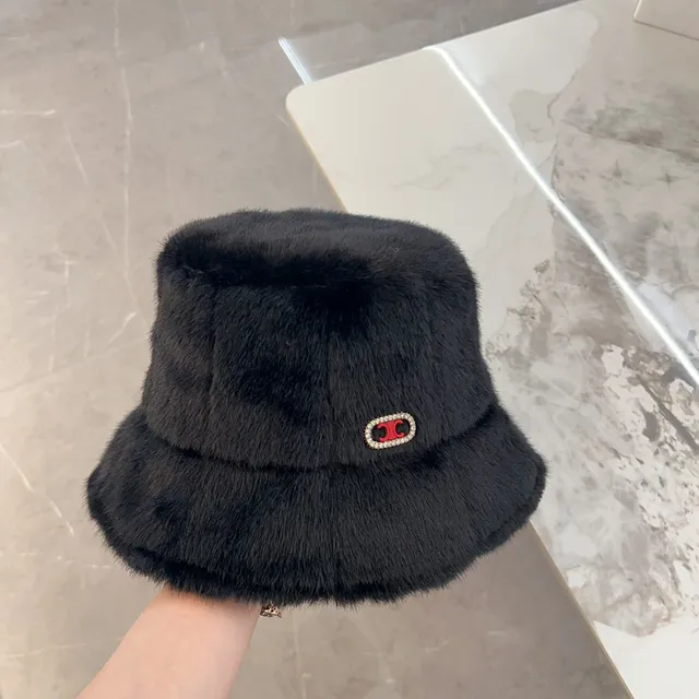 Black Faux Fur Embellished Bucket Hat 8