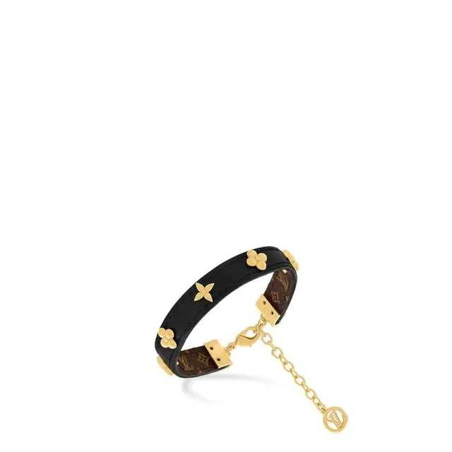 Black Gold Leather Floral Studs Bracelet 9