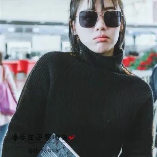 Black Gold Ribbed Knit High-Neck Top