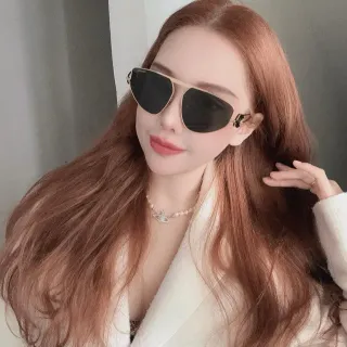 Black Gold Shield-Shaped Thin Metal Frame Sunglasses