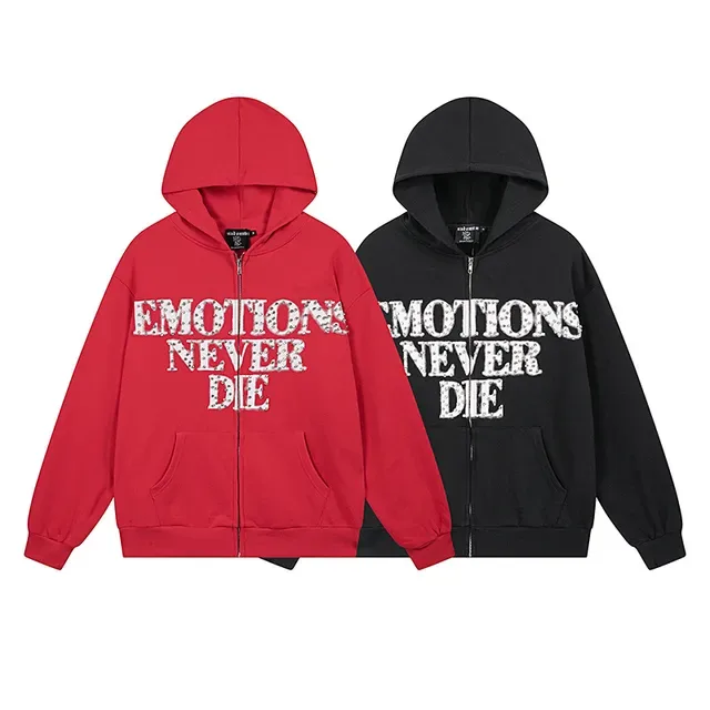 Black Graphic-Print Full-Zip Oversized Hoodie 2