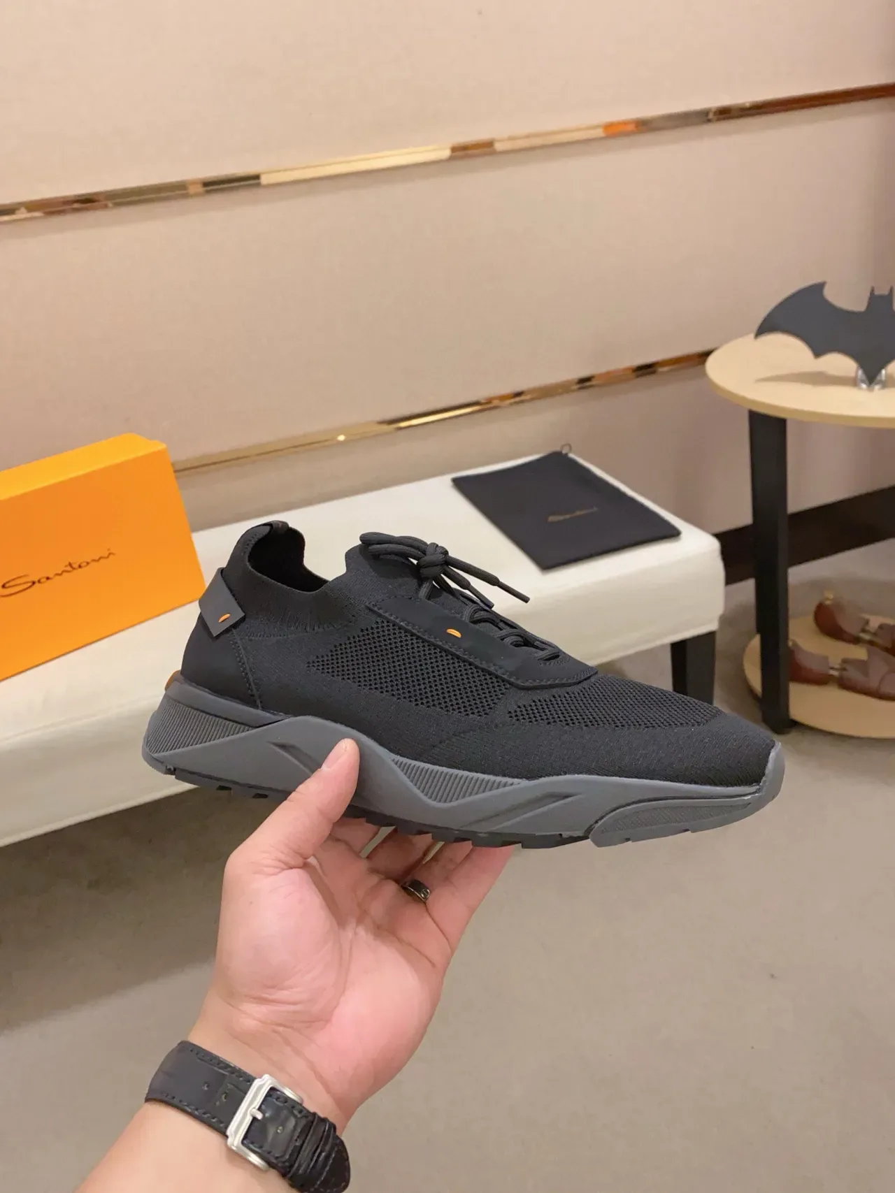 Black Gray Knit Upper Sculpted Midsole Sneakers 5
