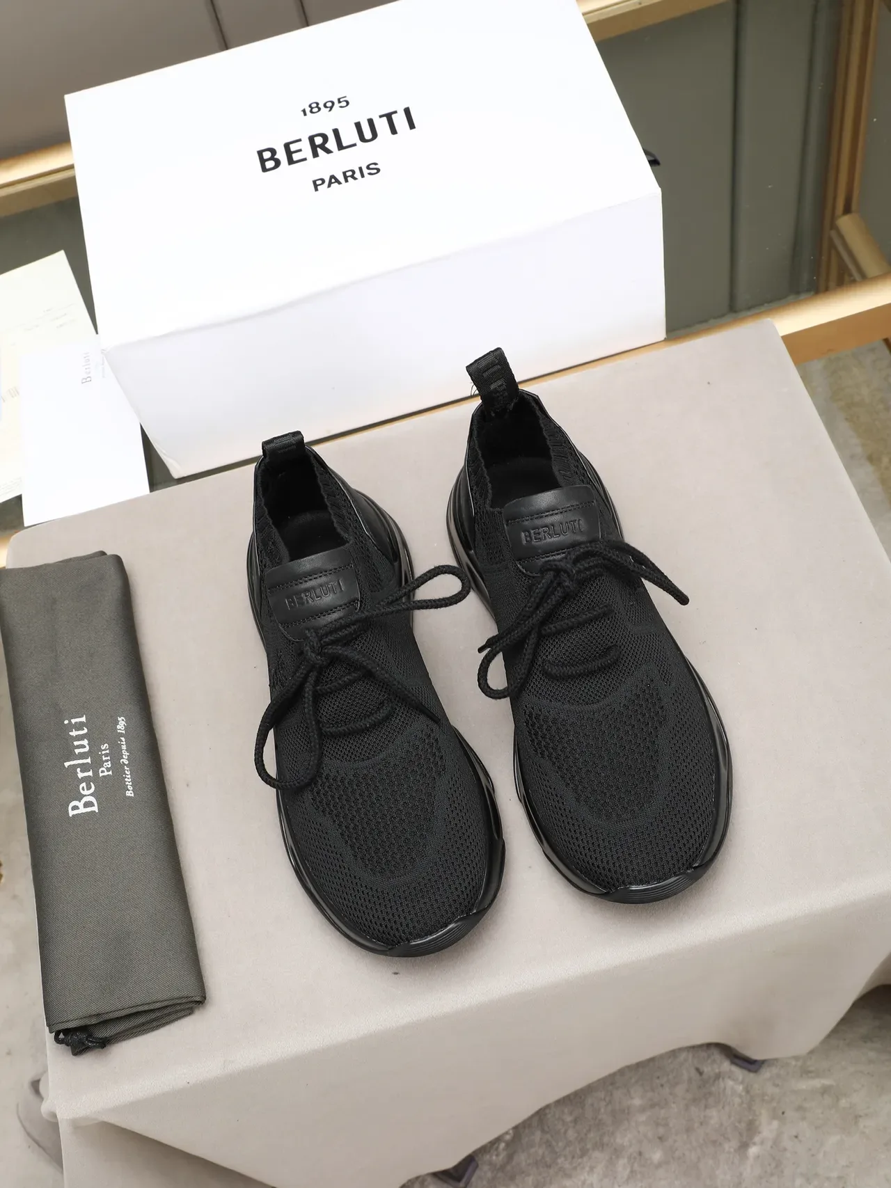 Black Knit Upper Sculpted Sole Lifestyle Sneaker 2