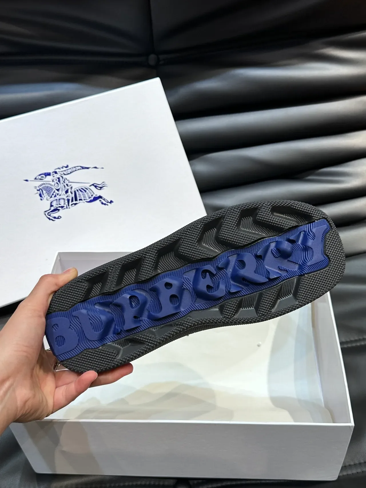 Black Leather-Like Upper Thick Textured Rubber Sole Sneakers 2