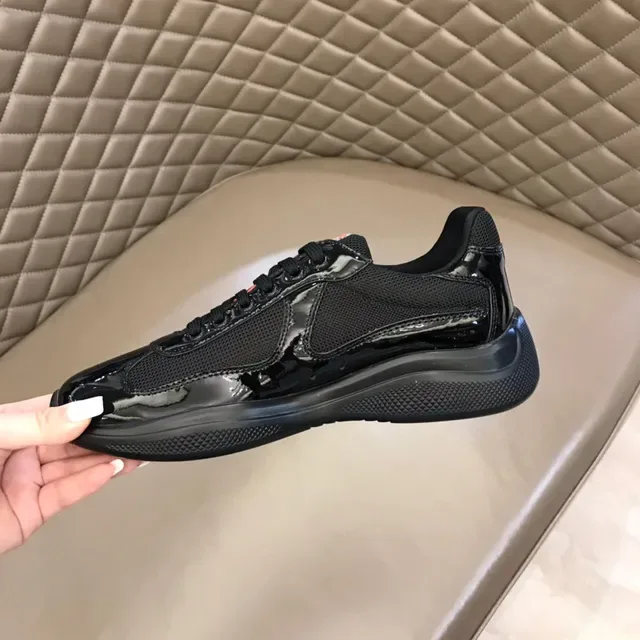 Black Mixed-Material Patent Leather and Mesh Lifestyle Sneaker 3