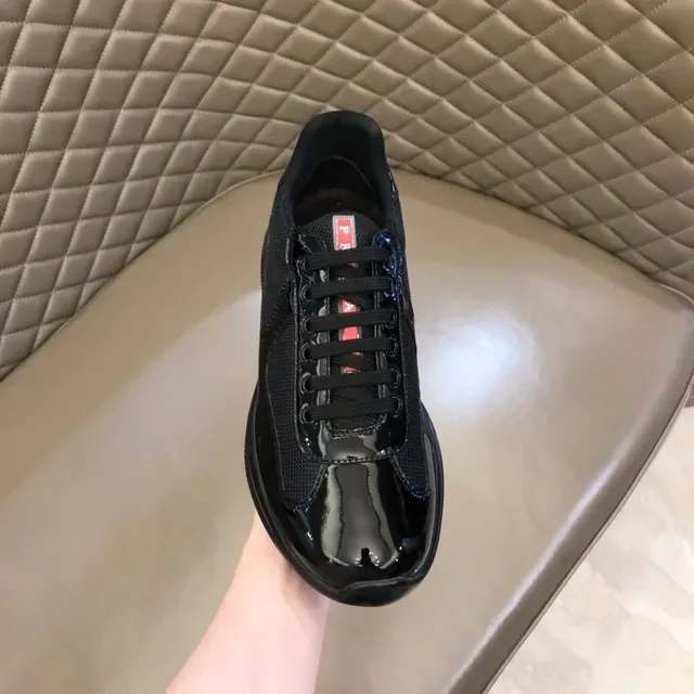 Black Mixed-Material Patent Leather and Mesh Lifestyle Sneaker 4