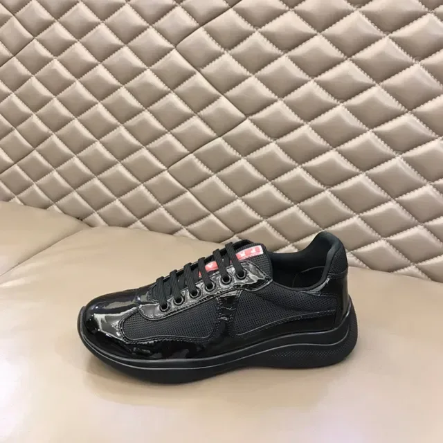 Black Mixed-Material Patent Leather and Mesh Lifestyle Sneaker 5