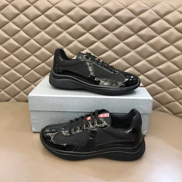 Black Mixed-Material Patent Leather and Mesh Lifestyle Sneaker 6