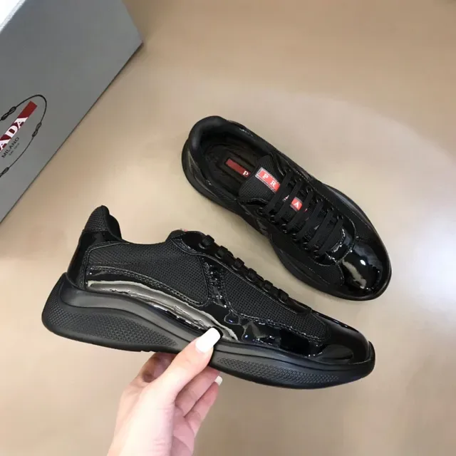 Black Mixed-Material Patent Leather and Mesh Lifestyle Sneaker 7