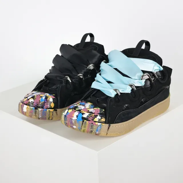 Black Multicolor Paint-Splatter High-Top Lifestyle Sneakers 2