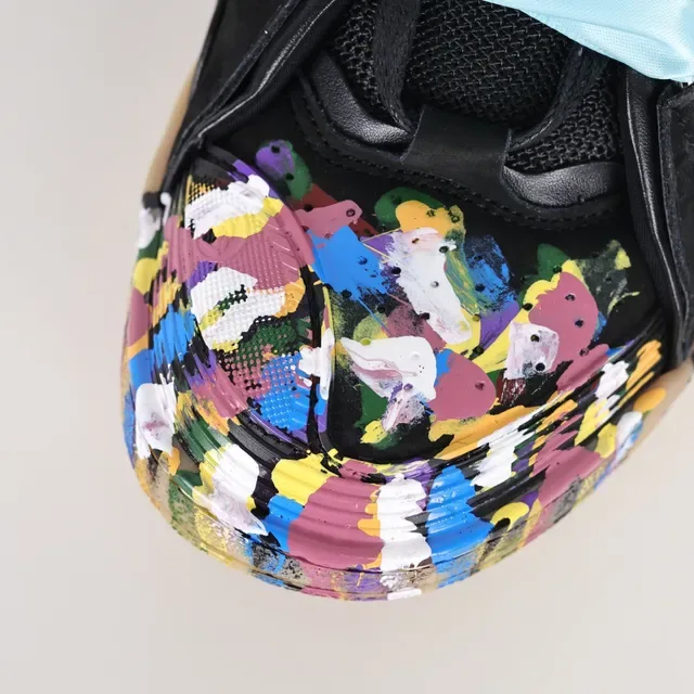 Black Multicolor Paint-Splatter High-Top Lifestyle Sneakers 5