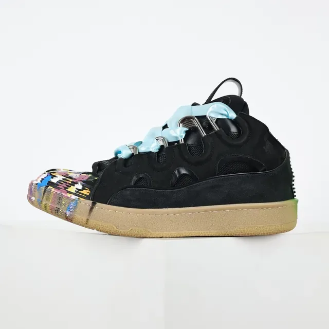 Black Multicolor Paint-Splatter High-Top Lifestyle Sneakers 9