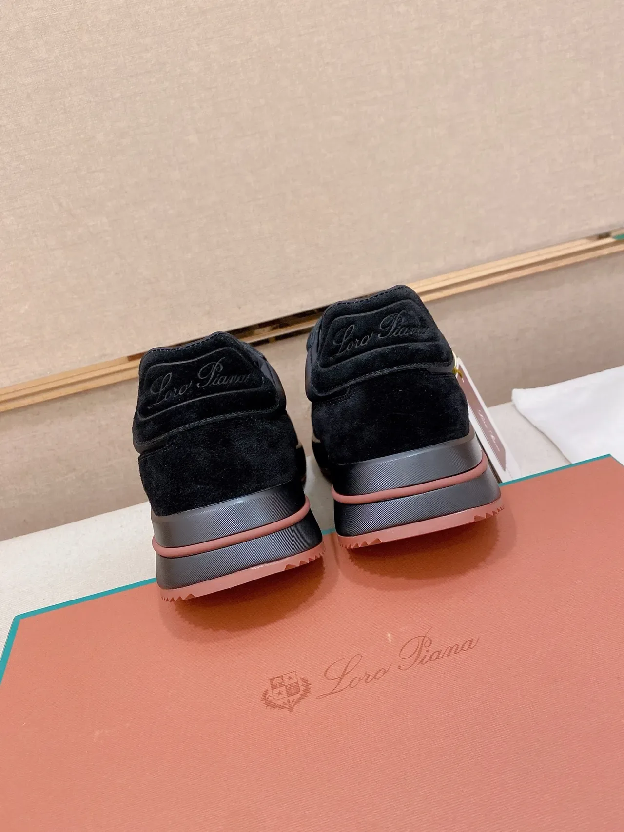 Black Orange Mixed-Material Upper Sculpted Layered Midsole Sneakers 3