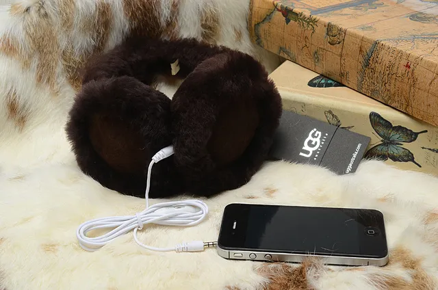 Black Orange Plush Fur-Lined Foldable Headband Over-ear Headphones 4