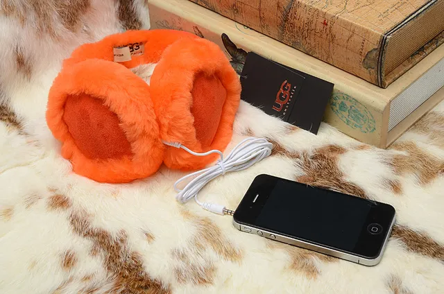 Black Orange Plush Fur-Lined Foldable Headband Over-ear Headphones 11