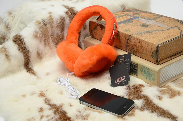 Black Orange Plush Fur-Lined Foldable Headband Over-ear Headphones 12