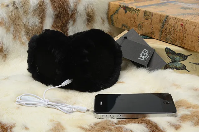 Black Orange Plush Fur-Lined Foldable Headband Over-ear Headphones 14