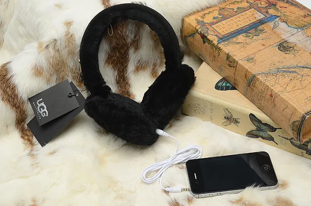 Black Orange Plush Fur-Lined Foldable Headband Over-ear Headphones 16