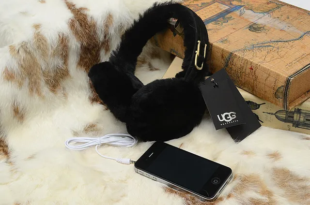 Black Orange Plush Fur-Lined Foldable Headband Over-ear Headphones 17