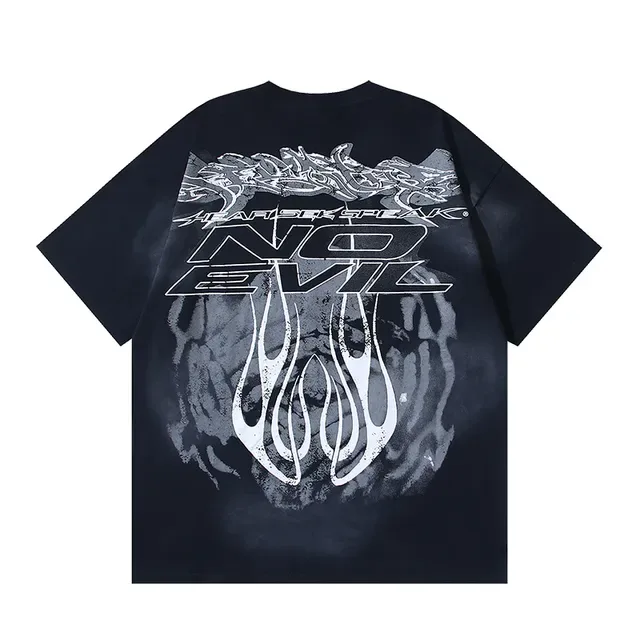 Black Oversized Double-Sided Graphic Print T-Shirt 3