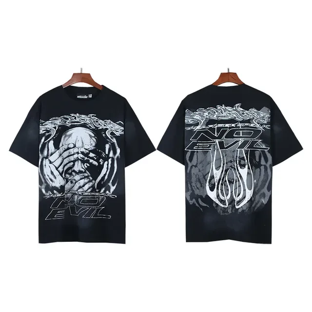 Black Oversized Double-Sided Graphic Print T-Shirt 4