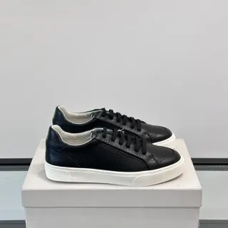 Tênis Lifestyle de Couro Pebbled Preto Low-Top