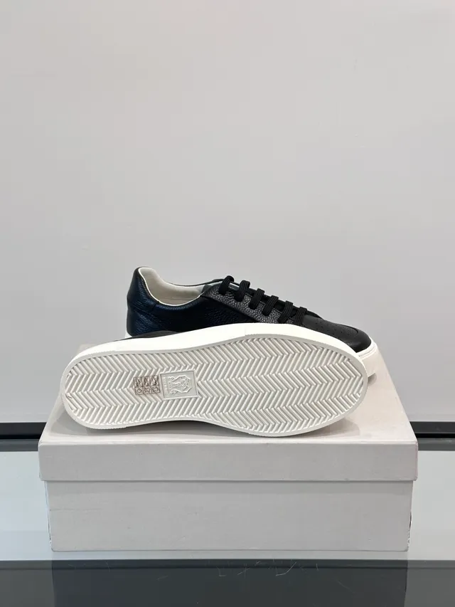 Black Pebbled Leather Low-Top Lifestyle Sneakers 2