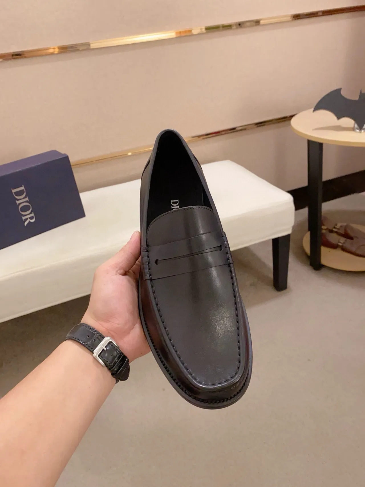 Black Penny Moc-Toe Stitching Loafer 5