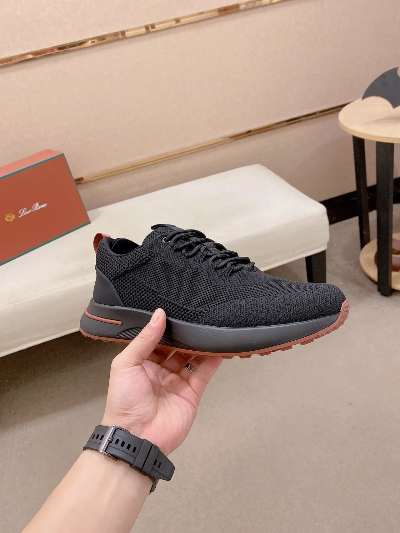 Black Pink Knit Upper Sculpted Midsole Sneakers 5