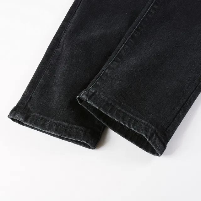 Black Purple Slim-Fit Distressed Jeans 3