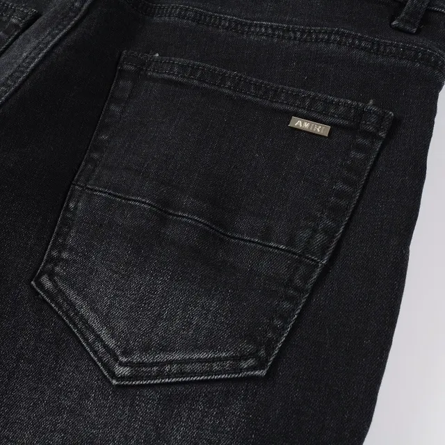 Black Purple Slim-Fit Distressed Jeans 5