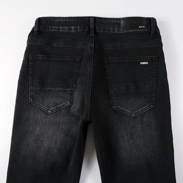 Black Purple Slim-Fit Distressed Jeans 6